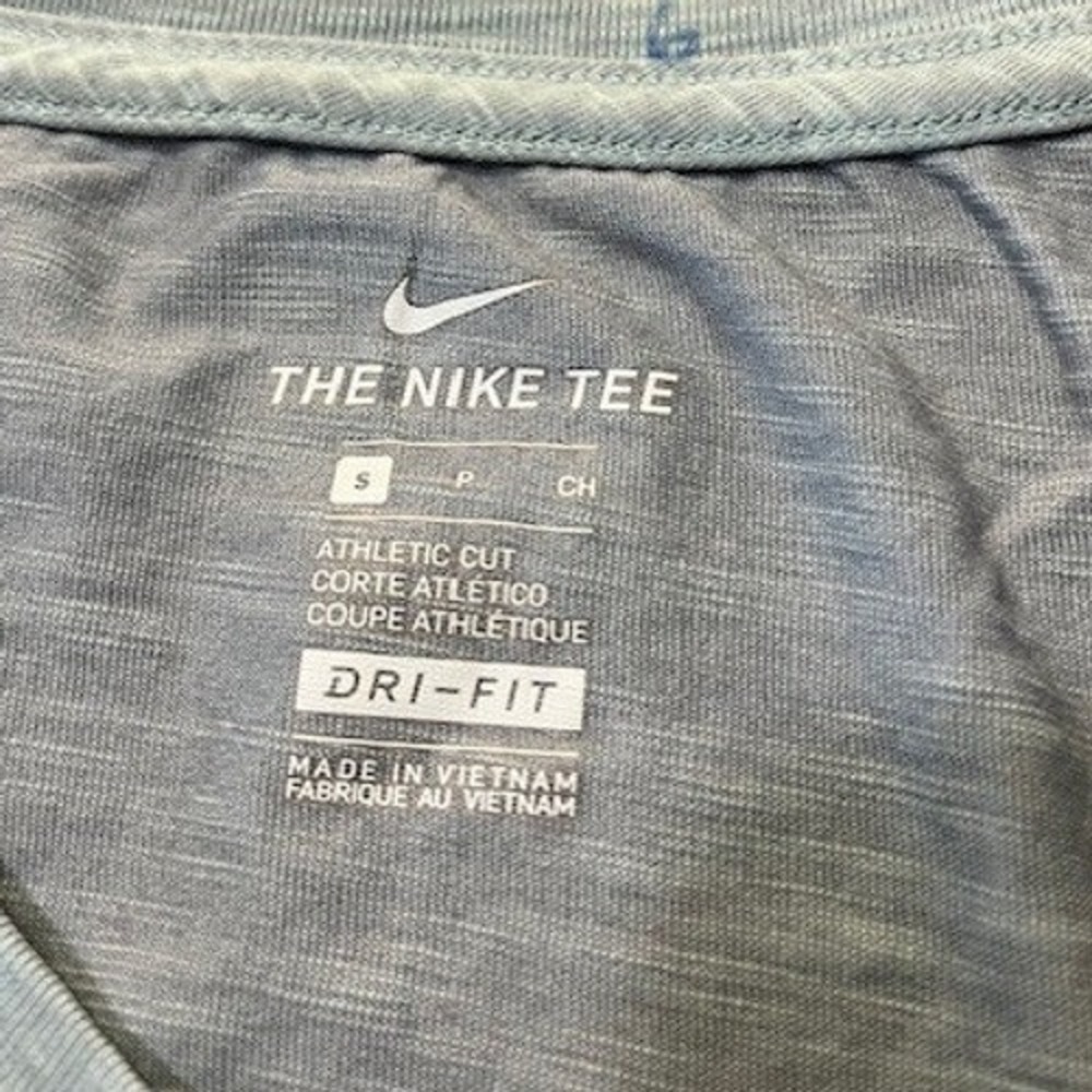 Nike Womens Dri-FIT Short Sleeve Graphic T-Shirt Gray Mint Swoosh Scoop Neck S - Picture 3 of 3